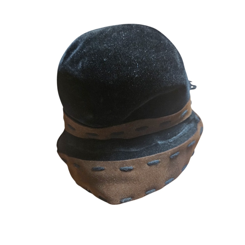 Vintage 50s 60s Christian Dior Miss Dior Cloche Hat Felt Velvet Brown Black - Picture 6 of 8
